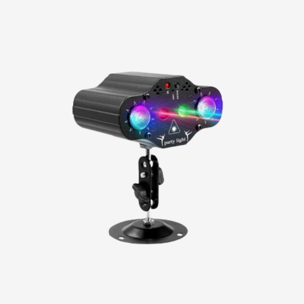Mini stage laser with 36 sound - controlled strobe patterns, remote control, and dynamic lighting effects for parties. - Yeete