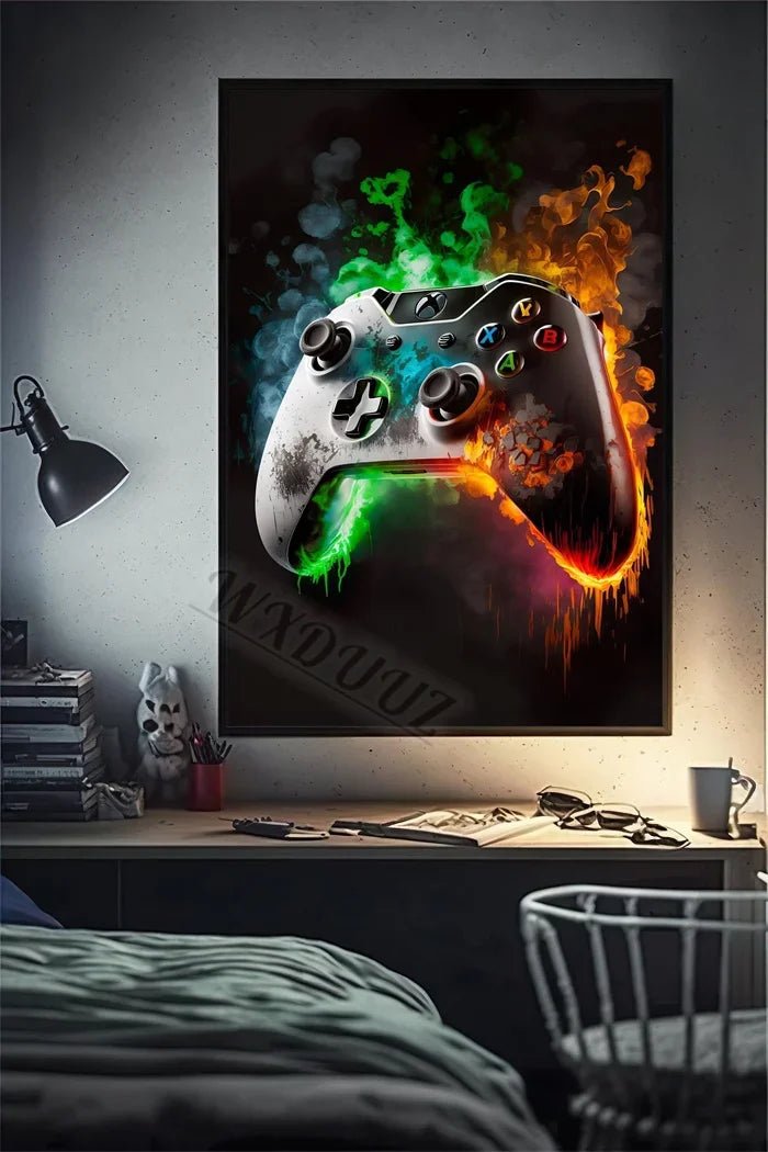 48537947603249Funny Monkey Player Canvas Poster with vibrant colors and playful gaming monkey design. - Yeete