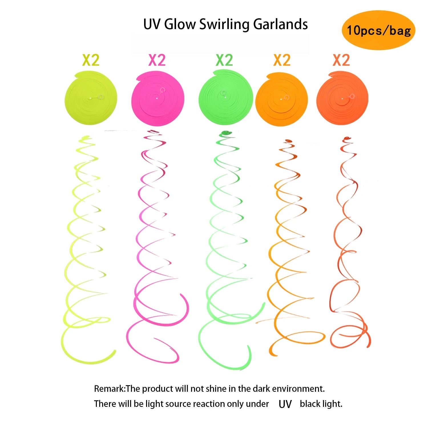 Fluorescent Circle Dots Garlands glowing under UV light at a house party. - Yeete