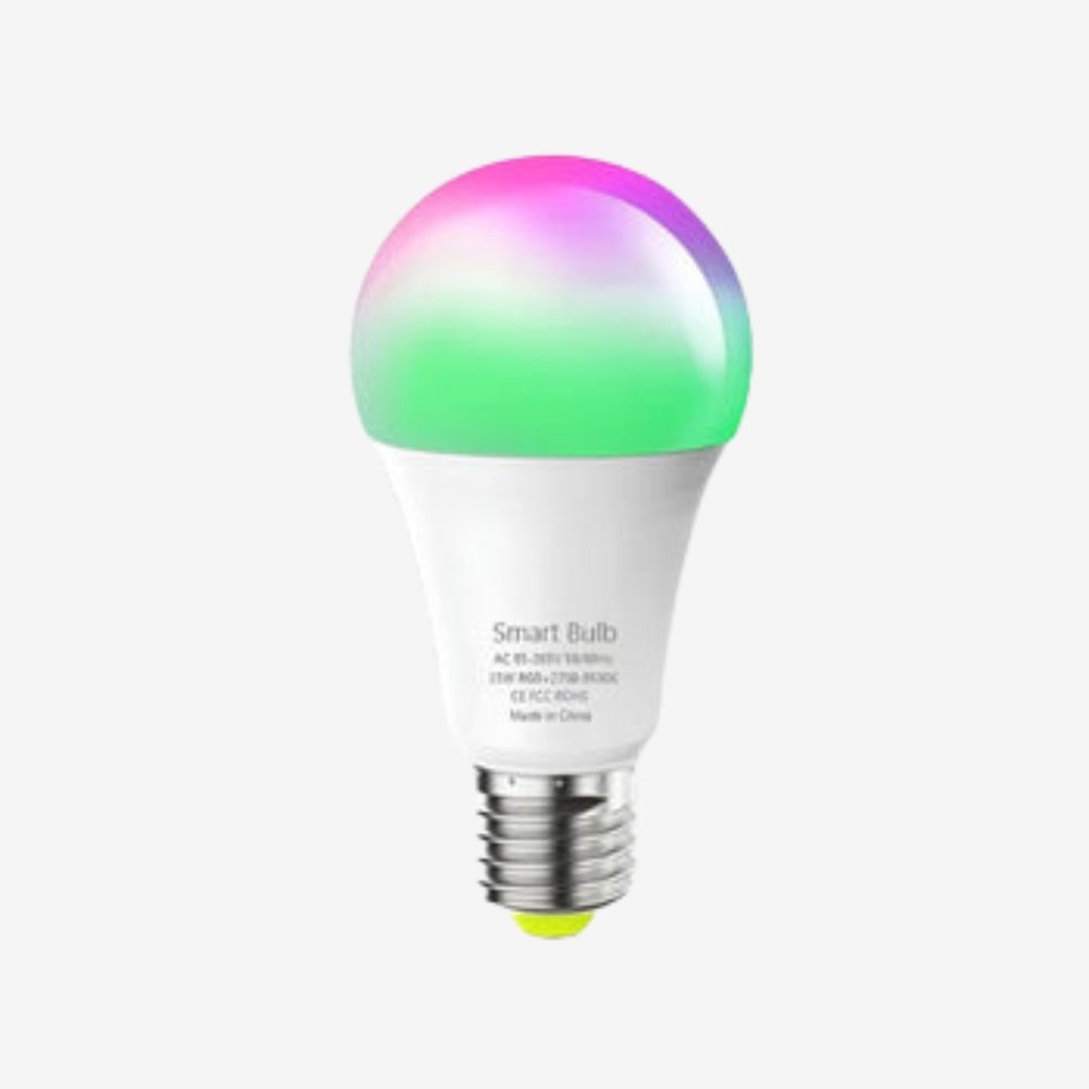 15W - 18W WiFi Smart Light Bulb with RGB color options, voice control via Alexa, Google Home, and Alice, dimmable settings, and a timer function. - Yeete