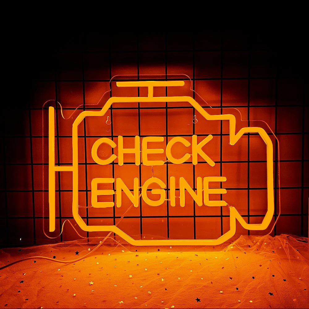 Engine light Neon Signs featuring vibrant and whimsical designs, perfect for adding charm to bedrooms, garages, and wedding venues. - Yeete