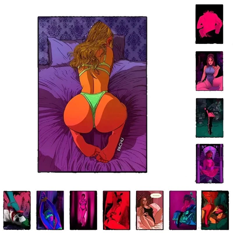 Captivating Wall Print Oil Poster with vibrant colors and artistic, erotic and bold design, perfect for home decor. - Yeete