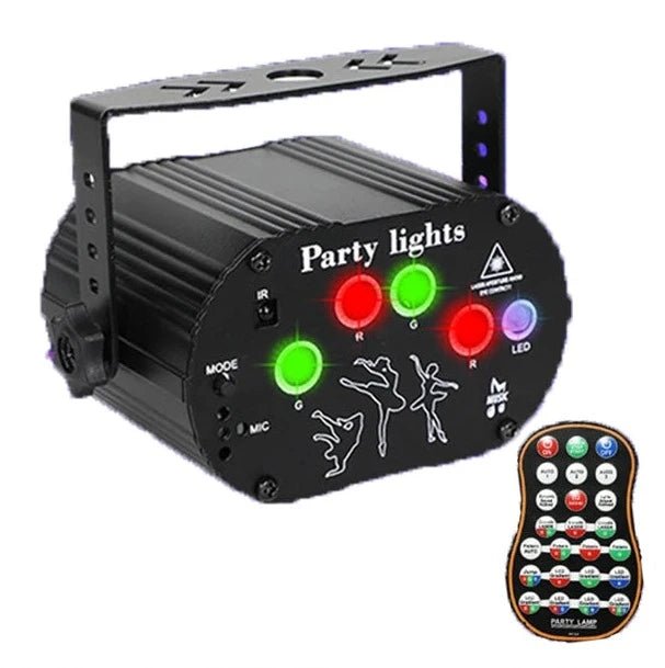 3IN1 Laser Projector with 60 vibrant patterns in red and green, perfect for house parties, private gatherings, and home clubs. - Yeete