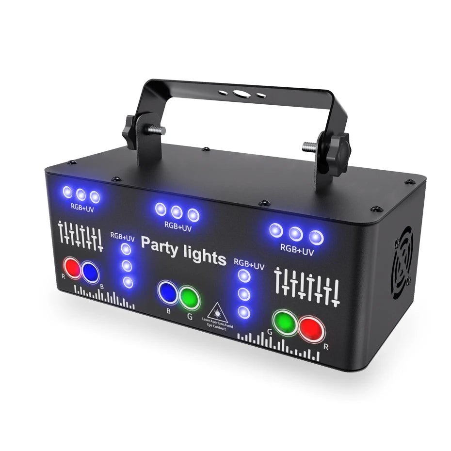 Laser V4 Professional Party Light with vibrant laser patterns and built - in blacklight. - Yeete