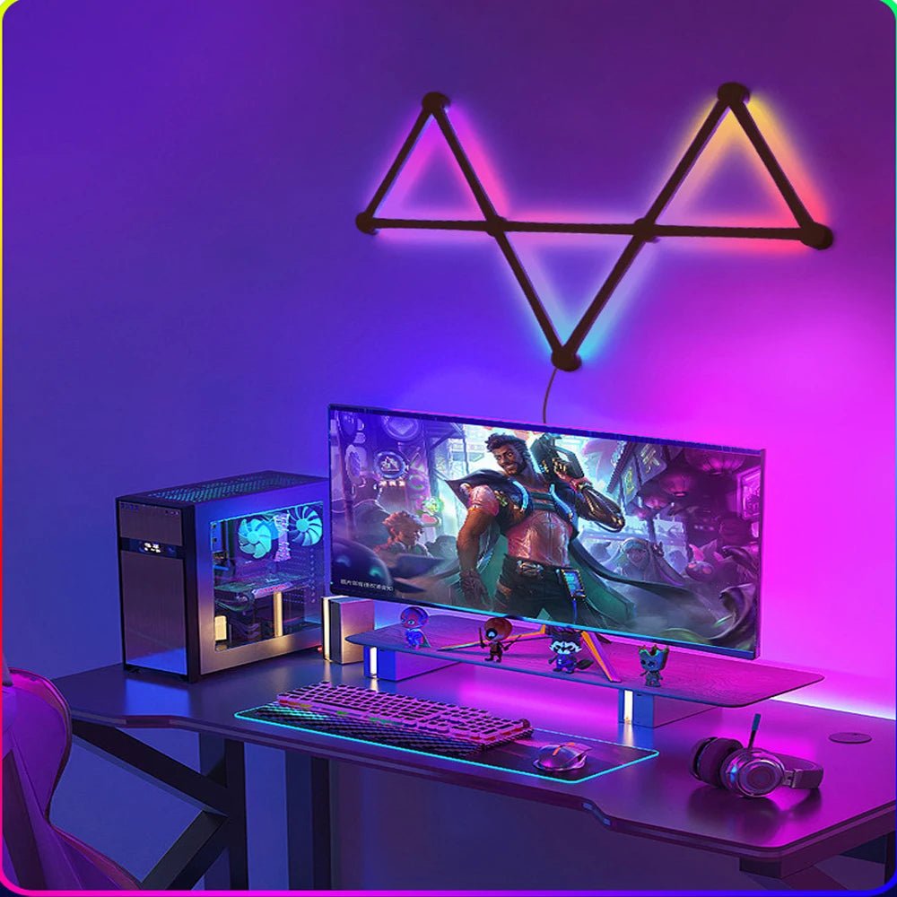 Magic 3 WiFi & Bluetooth LED Triangle Lamps with easy app control, perfect for modern interior design and house parties. - Yeete