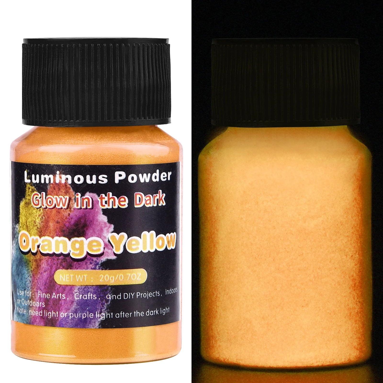 Luminous powder pigment bottle for glow - in - the - dark effects. - Yeete