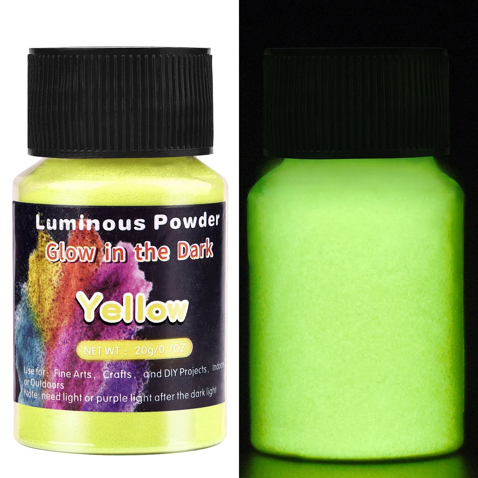 Luminous powder pigment bottle for glow - in - the - dark effects. - Yeete