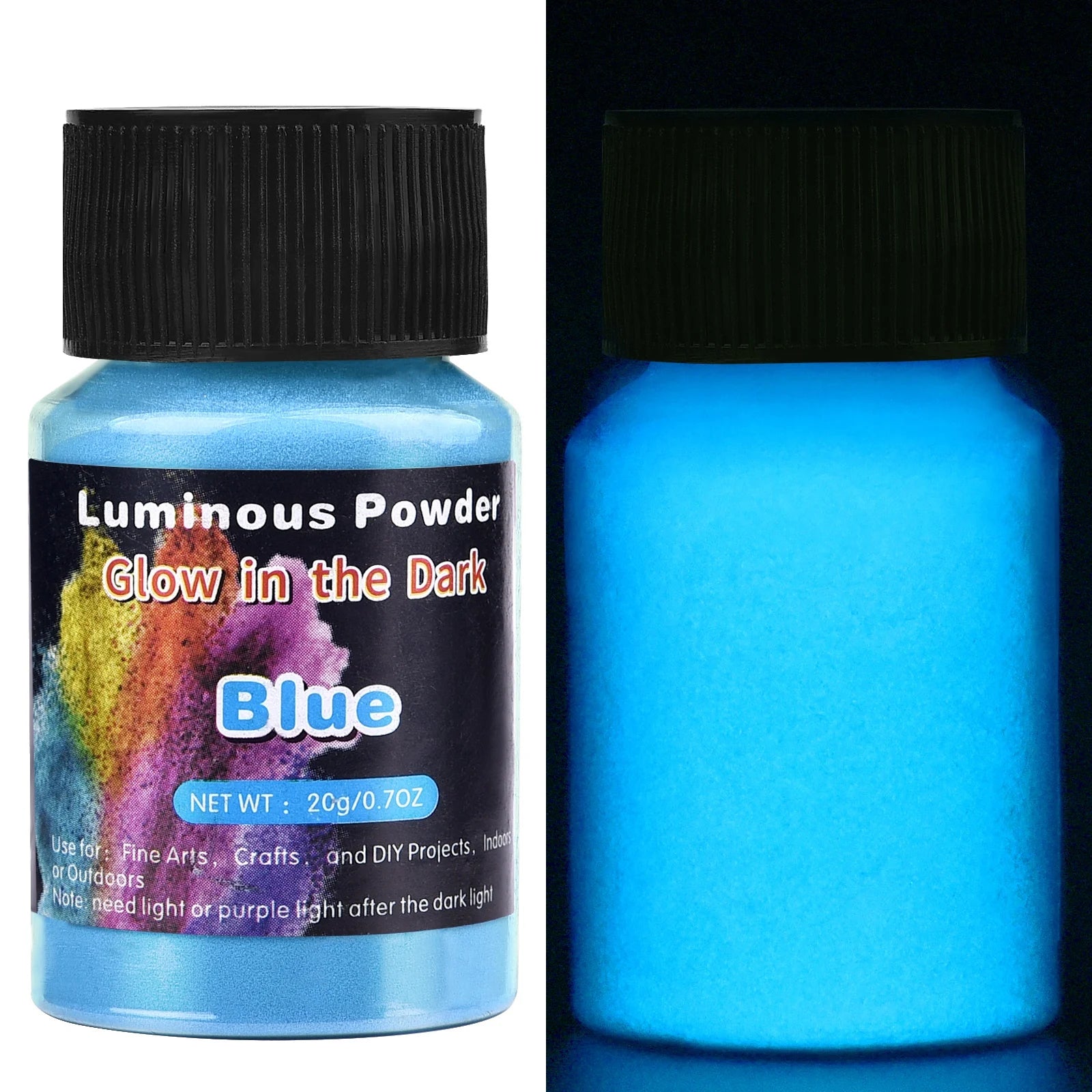 Luminous powder pigment bottle for glow - in - the - dark effects. - Yeete