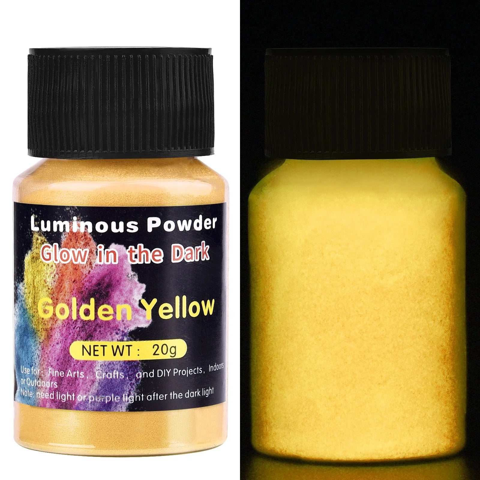 Luminous powder pigment bottle for glow - in - the - dark effects. - Yeete