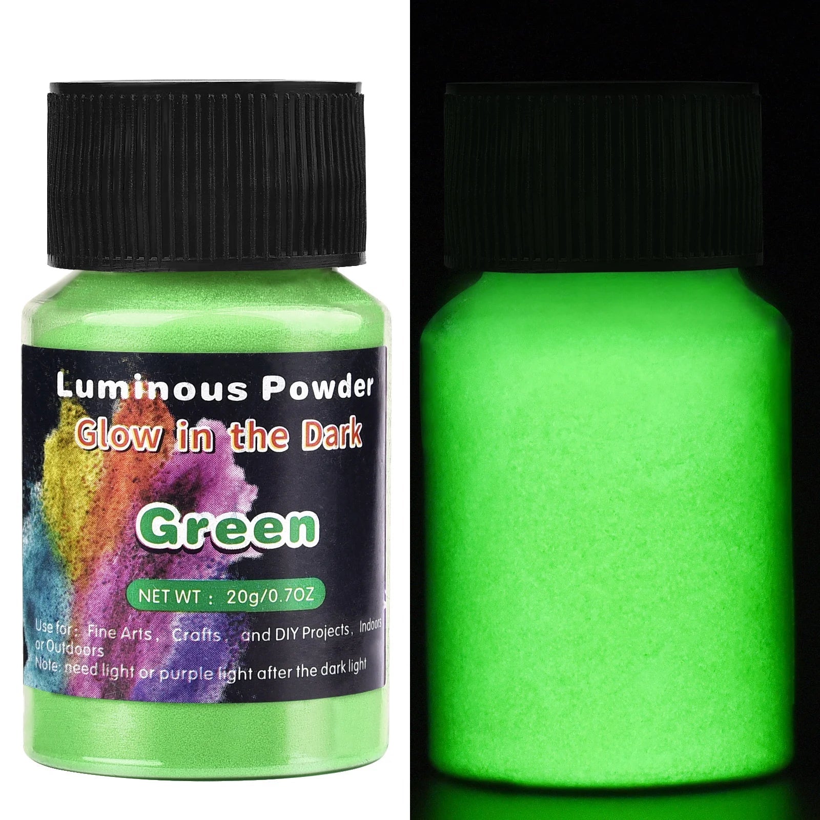 Luminous powder pigment bottle for glow - in - the - dark effects. - Yeete